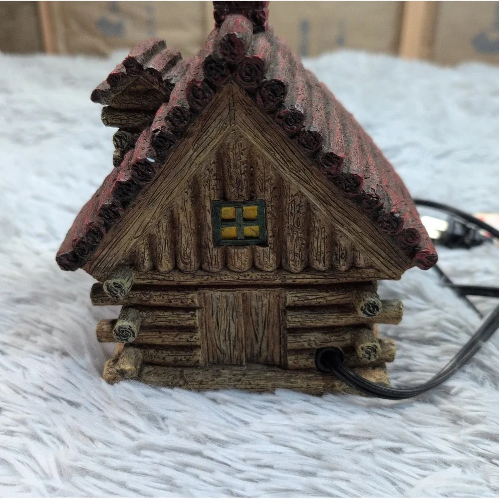 LOG CABIN Lake House Deer Shack hunting Fishing Resin Table Lamp Home Decor